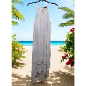 Mlle Gabrielle Women's White Sleeveless Long Sundress Dress Size L Romantic